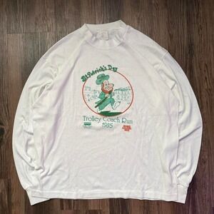 Vintage 1985 St. Patricks Day Trolley Coach Run XL‎ Long Sleeve T-Shirt